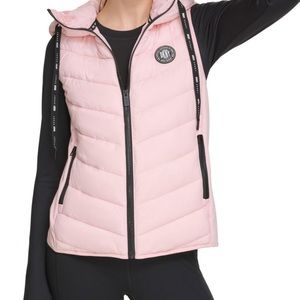 DKNY sport logo hooded puffer vest Medium